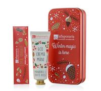 La Saponaria | Scrigno Mani & Unghie, Set Regalo Natalizio Crema Mani Bio Vaniglia e Cacao + Lima Unghie 2-in-1 in Legno - Idea Regalo Bio con Confezione Natalizia (Frutti Rossi)