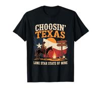 La Scelta di Texas Shining Star State in Mind Cowboy Design Maglietta
