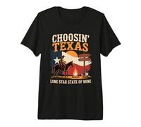 La Scelta di Texas Shining Star State in Mind Cowboy Design Maglietta Premium