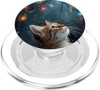 La scena invernale guarda le luci di Natale Gatto zenzero stagionale PopSockets PopGrip per MagSafe