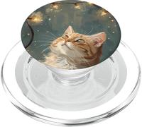 La scena invernale guarda le luci di Natale Gatto zenzero stagionale PopSockets PopGrip per MagSafe
