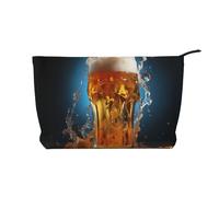 La schiuma della birra ha stampato la borsa cosmetica del velluto a coste, borsa impermeabile di stoccaggio degli articoli da toel, Nero , Taglia unica