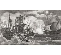 La sconfitta dell'Armada spagnola 1588. Dalla storia dell'Inghilterra dai primi documenti all'anno 1802 pubblicato 1812. Stampa poster di Hilary Jane Morgan (18 x 10)