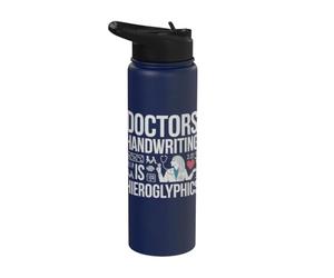 La scrittura a mano dei medici è geroglifica - divertente infermiera ospedale Stainless Steel Insulated Water Bottle