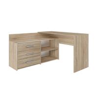 CDF Scrivania Angolare con 3 Cassetti 120x50x76 Cm Tavolo Computer Moderno per Camera da Letto Ufficio Bambini e Ragazzi in Pannello Truciolare Laminato 16 Mm con Finitura Antracite e Rovere Artisan