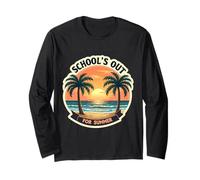La scuola è fuori per l'estate insegnante studente spiaggia vintage tramonto Maglia a Manica