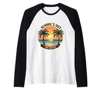 La scuola è fuori per l'estate insegnante studente spiaggia vintage tramonto Maglia con Maniche Raglan