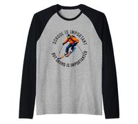 La Scuola è Importante, ma Sciare è importantissimo Sci Divertente Maglia con Maniche Raglan