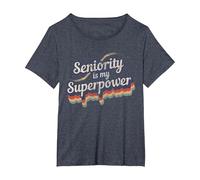 La Seniority è la mia Superpotenza Design Seniority Maglietta, Donna Plus-Size, Pervinca, 3X