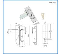 La serratura piatta in lega di zinco è adatta for serrature for porte di armadi elettrici, serrature for ferramenta industriali con telaio a scomparsa(With key)