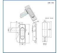 La serratura piatta in lega di zinco è adatta for serrature for porte di armadi elettrici, serrature for ferramenta industriali con telaio a scomparsa(No key)
