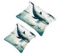 La soluzione da viaggio: 2 balene nella custodia per schegge Water-12 - Borsa compatta per il trucco, Multicolore 01, A：7.1x5.8in/18x14.8cm，B:4.7x4.5in/12x11.5cm