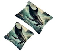 La soluzione da viaggio: 2 balene nella custodia per schegge Water-12 - Borsa compatta per il trucco, Multicolore 09, A：7.1x5.8in/18x14.8cm，B:4.7x4.5in/12x11.5cm