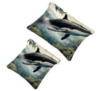 La soluzione da viaggio: 2 balene nella custodia per schegge Water-12 - Borsa compatta per il trucco, Multicolore 10., A：7.1x5.8in/18x14.8cm，B:4.7x4.5in/12x11.5cm