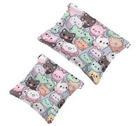 La soluzione da viaggio: 2 custodie colorate con gattino 1550 a forma di gattino, borsa compatta per il trucco, Multicolore, A:7.1x5.8in/18x14.8cm,B:4.7x4.5in/12x11.5cm