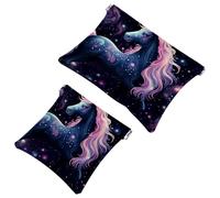 La soluzione da viaggio: 2 custodie colorate con unicorni stellari 1068, borsa compatta per il trucco, Multicolore 10., A：7.1x5.8in/18x14.8cm，B:4.7x4.5in/12x11.5cm