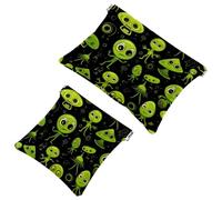 La soluzione da viaggio: 2 custodie per trucchi Alien-45, colore verde, compatte, Multicolore 02, A：7.1x5.8in/18x14.8cm，B:4.7x4.5in/12x11.5cm