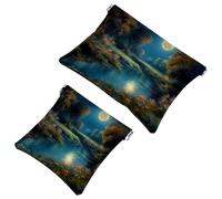 La soluzione da viaggio: 2 custodie per trucchi Bright Moonlight-111 Shrapnel - Borsa per il trucco compatta, Multicolore 01, A：7.1x5.8in/18x14.8cm，B:4.7x4.5in/12x11.5cm