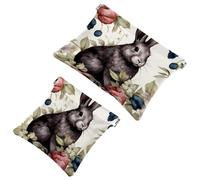 La soluzione da viaggio: 2 custodie per trucchi con coniglietti Lovely Rabbits-111, Multicolore 01, A：7.1x5.8in/18x14.8cm，B:4.7x4.5in/12x11.5cm