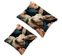 La soluzione da viaggio: 2 custodie per trucchi con coniglietti Lovely Rabbits-111, Multicolore 02, A：7.1x5.8in/18x14.8cm，B:4.7x4.5in/12x11.5cm