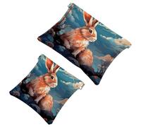 La soluzione da viaggio: 2 custodie per trucchi con coniglietti Lovely Rabbits-111, Multicolore 03, A:7.1x5.8in/18x14.8cm,B:4.7x4.5in/12x11.5cm
