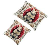 La soluzione da viaggio: 2 custodie per trucchi con coniglietti Lovely Rabbits-111, Multicolore 06, A：7.1x5.8in/18x14.8cm，B:4.7x4.5in/12x11.5cm