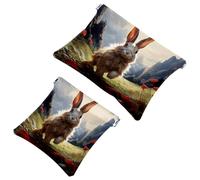 La soluzione da viaggio: 2 custodie per trucchi con coniglietti Lovely Rabbits-111, Multicolore 07, A：7.1x5.8in/18x14.8cm，B:4.7x4.5in/12x11.5cm