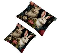 La soluzione da viaggio: 2 custodie per trucchi con coniglietti Lovely Rabbits-111, Multicolore 08, A:7.1x5.8in/18x14.8cm,B:4.7x4.5in/12x11.5cm