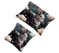 La soluzione da viaggio: 2 custodie per trucchi con coniglietti Lovely Rabbits-144, Multicolore 07, A:7.1x5.8in/18x14.8cm,B:4.7x4.5in/12x11.5cm