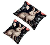 La soluzione da viaggio: 2 custodie per trucchi con coniglietti Lovely Rabbits-177, Multicolore 01, A:7.1x5.8in/18x14.8cm,B:4.7x4.5in/12x11.5cm
