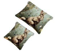La soluzione da viaggio: 2 custodie per trucchi con coniglietti Lovely Rabbits-177, Multicolore 06, A:7.1x5.8in/18x14.8cm,B:4.7x4.5in/12x11.5cm