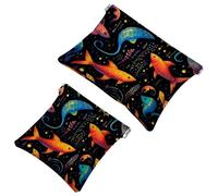La soluzione da viaggio: 2 custodie per trucchi con lucciole at Night-1761, Multicolore 01, A:7.1x5.8in/18x14.8cm,B:4.7x4.5in/12x11.5cm