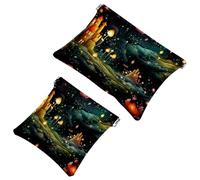 La soluzione da viaggio: 2 custodie per trucchi con lucciole at Night-1761, Multicolore 07, A:7.1x5.8in/18x14.8cm,B:4.7x4.5in/12x11.5cm