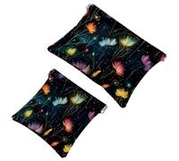 La soluzione da viaggio: 2 custodie per trucchi con lucciole at Night-1761, Multicolore 08, A:7.1x5.8in/18x14.8cm,B:4.7x4.5in/12x11.5cm