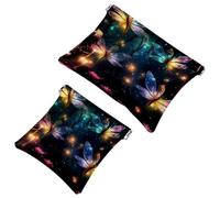 La soluzione da viaggio: 2 custodie per trucchi con lucciole at Night-1761, Multicolore 09, A：7.1x5.8in/18x14.8cm，B:4.7x4.5in/12x11.5cm