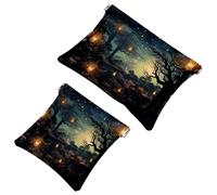La soluzione da viaggio: 2 custodie per trucchi con lucciole at Night-1794, Multicolore 02, A:7.1x5.8in/18x14.8cm,B:4.7x4.5in/12x11.5cm
