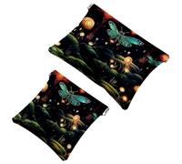La soluzione da viaggio: 2 custodie per trucchi con lucciole at Night-1794, Multicolore 06, A:7.1x5.8in/18x14.8cm,B:4.7x4.5in/12x11.5cm
