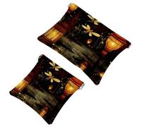 La soluzione da viaggio: 2 custodie per trucchi con lucciole at Night-1794, Multicolore 09, A:7.1x5.8in/18x14.8cm,B:4.7x4.5in/12x11.5cm