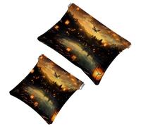 La soluzione da viaggio: 2 custodie per trucchi con lucciole at Night-1794, Multicolore 10., A:7.1x5.8in/18x14.8cm,B:4.7x4.5in/12x11.5cm