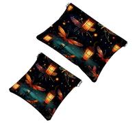 La soluzione da viaggio: 2 custodie per trucchi con lucciole at Night-1827, Multicolore 01, A:7.1x5.8in/18x14.8cm,B:4.7x4.5in/12x11.5cm
