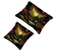 La soluzione da viaggio: 2 custodie per trucchi con lucciole at Night-1827, Multicolore 03, A:7.1x5.8in/18x14.8cm,B:4.7x4.5in/12x11.5cm