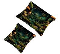 La soluzione da viaggio: 2 custodie per trucchi con lucciole at Night-1827, Multicolore 05, A:7.1x5.8in/18x14.8cm,B:4.7x4.5in/12x11.5cm