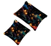 La soluzione da viaggio: 2 custodie per trucchi con lucciole at Night-1827, Multicolore 07, A:7.1x5.8in/18x14.8cm,B:4.7x4.5in/12x11.5cm