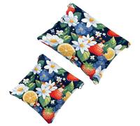 La soluzione da viaggio: 2 custodie per trucchi, con motivo Fruit-804, motivo cartone animato, Multicolore 07, A：7.1x5.8in/18x14.8cm，B:4.7x4.5in/12x11.5cm
