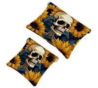 La soluzione da viaggio: 2 custodie per trucchi con scheletri di girasole 1926, Multicolore 09, A：7.1x5.8in/18x14.8cm，B:4.7x4.5in/12x11.5cm