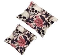 La soluzione da viaggio: 2 custodie per trucchi con teschio rosa 903, Multicolore 09, A：7.1x5.8in/18x14.8cm，B:4.7x4.5in/12x11.5cm