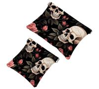 La soluzione da viaggio: 2 custodie per trucchi con teschio rosa 903, Multicolore 10., A：7.1x5.8in/18x14.8cm，B:4.7x4.5in/12x11.5cm