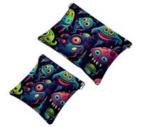 La soluzione da viaggio: 2 custodie per trucchi, motivo Alien-177, colore: verde, Multicolore 03, A:7.1x5.8in/18x14.8cm,B:4.7x4.5in/12x11.5cm