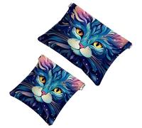 La soluzione da viaggio: 2 pezzi Blue Dream Art Cat-1530 Shrapnel Pouch - Trousse compatta, Multicolore 01, A：7.1x5.8in/18x14.8cm，B:4.7x4.5in/12x11.5cm