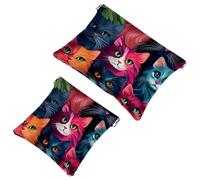 La soluzione da viaggio: 2 pezzi Blue Dream Art Cat-1530 Shrapnel Pouch - Trousse compatta, Multicolore 02, A：7.1x5.8in/18x14.8cm，B:4.7x4.5in/12x11.5cm